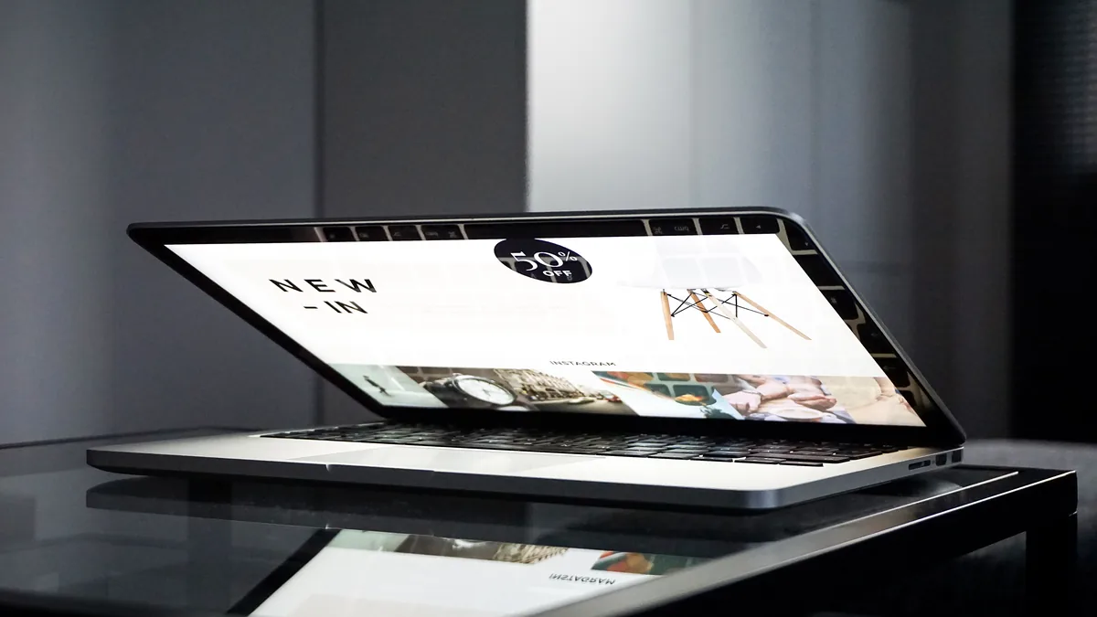 Laptop showing a website