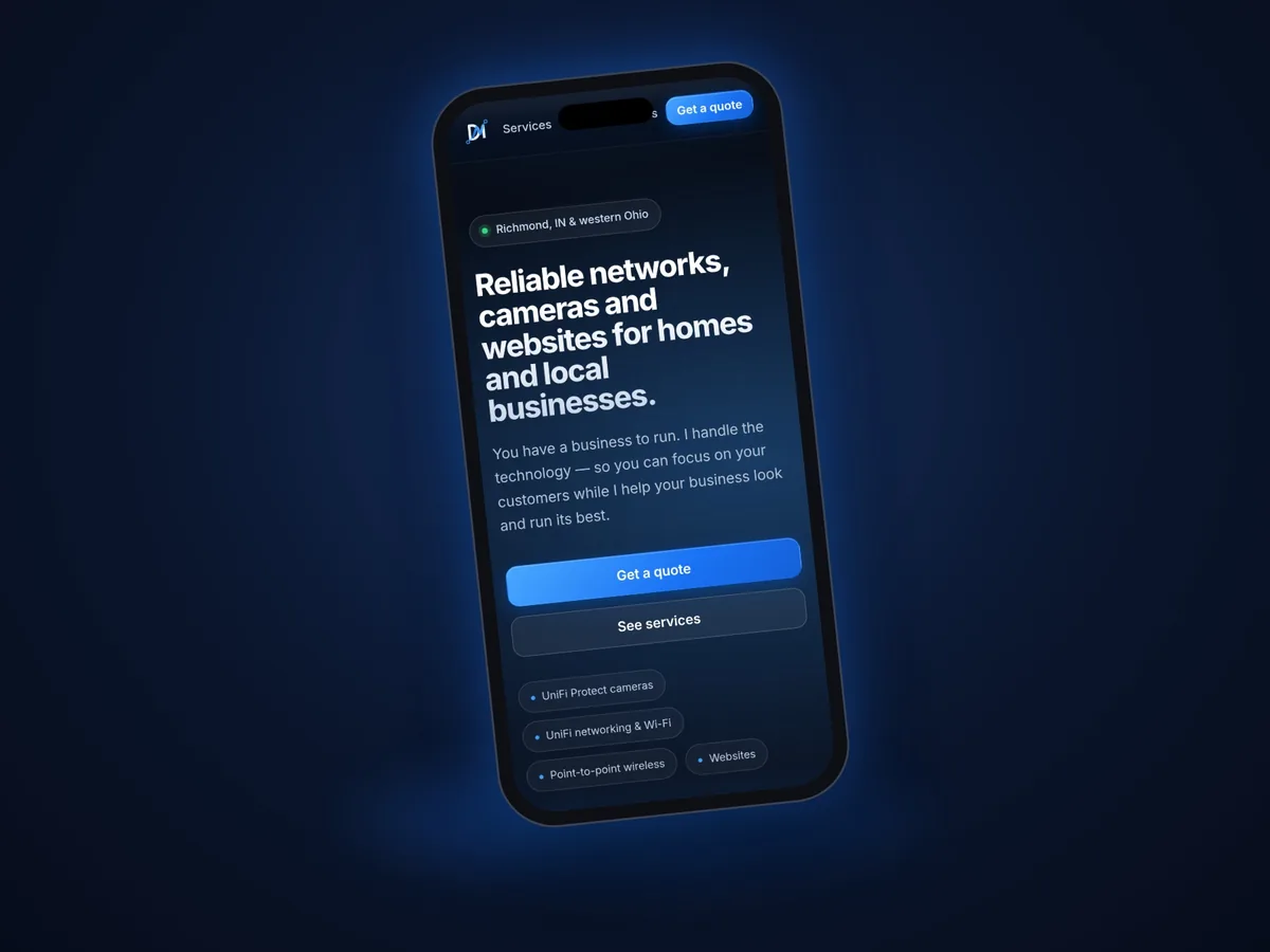 The live Melling Tech site on a phone